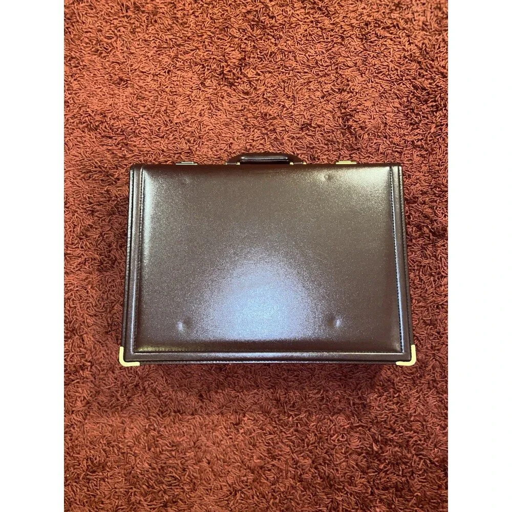 Burgundy Leather Briefcase w/ Combination Lock Executive Business Attache Case